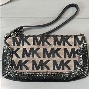 Michael Kors Black and Tan Wristlet